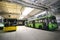 Trolleybuses parked at a trolley depot hangar for technical inspection, depot maintenance