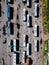 Trolleybuses in the parking lot at depot, top view