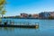 Trollhattan, Sweden, July 12, 2022: Waterfront of gota alv river
