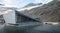 Trollstigen, Norway - 09.11.2017: Modern triangle building of Trollstigen cafe and visitor center on a cold day of early