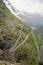 Trollstigen troll path in Norway from above