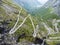 Trollstigen or Trolls Path Trollstigveien famous serpentine mountain road from viewpoint in pass on national scenic