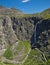 Trollstigen or the Trolls Road which consists of 11 hairpin bends in Rauma Municipality, MÃ¸re og Romsdal County, Norway.