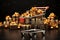 trolly shopping cart Realistic black Christmas gifts adorned with gold ribbons for a Black Friday sale