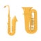 Trombone tuba trumpet classical sound vector illustration.