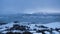 Tromso winter skyline during snowfall, Arctic Norway