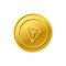 Tron crypto currency. Golden tron coin icon