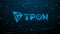 Tron TRX coin futuristic neon symbol. Binary code and speed lines background