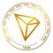 TRON TRX cryptocurrency vector symbol. Blockchain flat golden logo