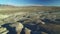 Trona Pinnacles Rock Spires Silhouettes in Mojave Desert Near Death Valley California Aerial Shot Left