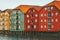Trondheim city in Norway colorful houses on water cityscape scandinavian traditional