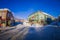 TRONDHEIM, NORWAY - APRIL 04, 2018: Traditional Scandinavian wooden living houses stand along old street in Trondheim