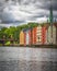 Trondheim River Nidelva Dockside Warehouses and Old Town Bridge