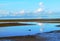 Troon Shore, South Ayrshire, Scotland looking west towards the Island of Arran