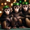 A troop of capuchin monkeys wearing festive masks and enjoying a New Years Eve parade1