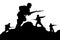 A troop of soldiers in action silhouette vector