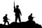 A troop of soldiers in action silhouette vector