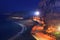 Tropea sea beach at night with rare people and bright illumination