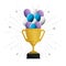 Trophy cup with balloons helium floating