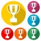 Trophy Cup Flat Icon, color icon with long shadow