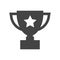 Trophy cup flat vector icon. Simple winner symbol. Black illustration isolated on white background.