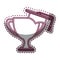 Trophy cup with hat graduation award isolated icon