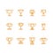 Trophy cup line vector icons set