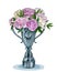 Trophy cup with lush lush pink peonies bouquet in it