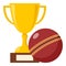 Trophy Cup and Red Cricket Ball Flat Icon