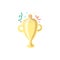Trophy Cup Vector Flat cartoon Icon with celebration sparkles and ribbons. Award icon on white background for app