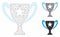 Trophy Cup Vector Mesh Wire Frame Model and Triangle Mosaic Icon