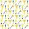 Trophy Cups and Golden Medal Flat Seamless Pattern