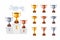 Trophy cups on a podium. Gold, silver, and bronze winner prize cups set with different shapes - 1st, 2nd, and 3rd place