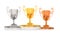 Trophy cups on white background. Isolated 3d illustration