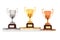 Trophy cups on white background. Isolated 3d illustration