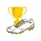 Trophy football and shoe vector illustration on white background