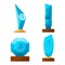 Trophy glass awards collection rewards of different shape isolated.