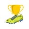 Trophy and grey shoe football vector illustration