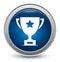 Trophy icon starburst shiny blue round button illustration design concept