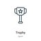 Trophy outline vector icon. Thin line black trophy icon, flat vector simple element illustration from editable sport concept