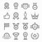 Trophy and prize symbol line icon set