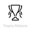 Trophy ribbons cup icon. Editable line vector.