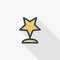 Trophy star winner award thin line flat color icon. Linear vector symbol. Colorful long shadow design.