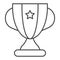 Trophy thin line icon. Winner cup vector illustration isolated on white. Award goblet outline style design, designed for