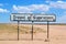 Tropic of Capricorn sign in the desert where a circular crosses Namibia in the south of Africa