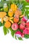 Tropic flat lay top view tropical colorful fruits