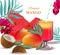 Tropic fruits exotic pattern Summer Vector illustration