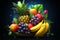 Tropic fruits icon with jungle themed, colorful, and vibrant lighting
