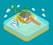 Tropic island, sea, beach - travel vacation isometric concept