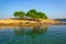 Tropic picturesque landscape nature photography scenic view of sea bay rocky small island and vivid green tree in clear weather